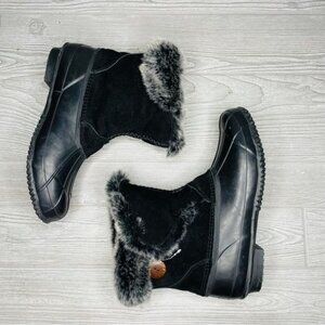 Nwot bearpaw Deborah Black/Grey rain boots with fur trim size 11 waterproof